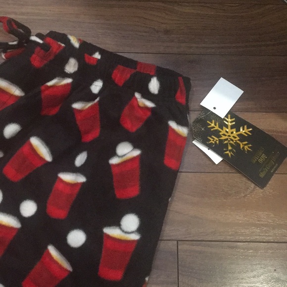 BOTTOMS OUT Men’s Beer Pong Soft & Comfy Fleece Lounge PJ Bottom Pants - Picture 2 of 8